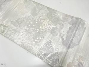 佐賀錦　寺院風景模様織り出し　袋帯